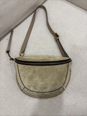 Isabel Marant Beige Suede Crossbody Belt Bag with Brown Strap